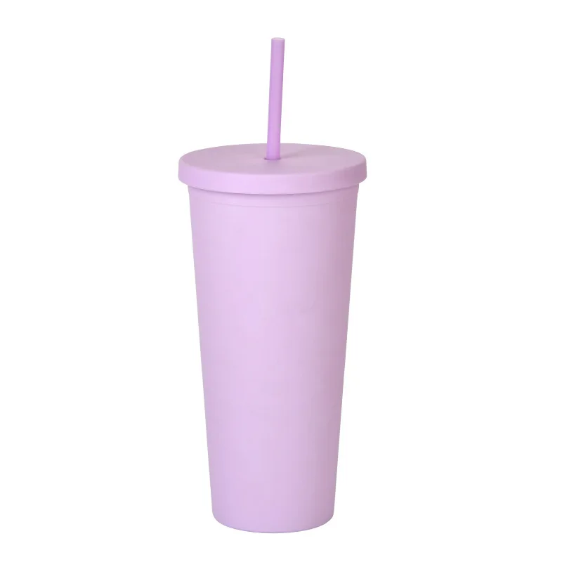 Wholesale PP plastic double wall matte coffee tumbler cups customized color