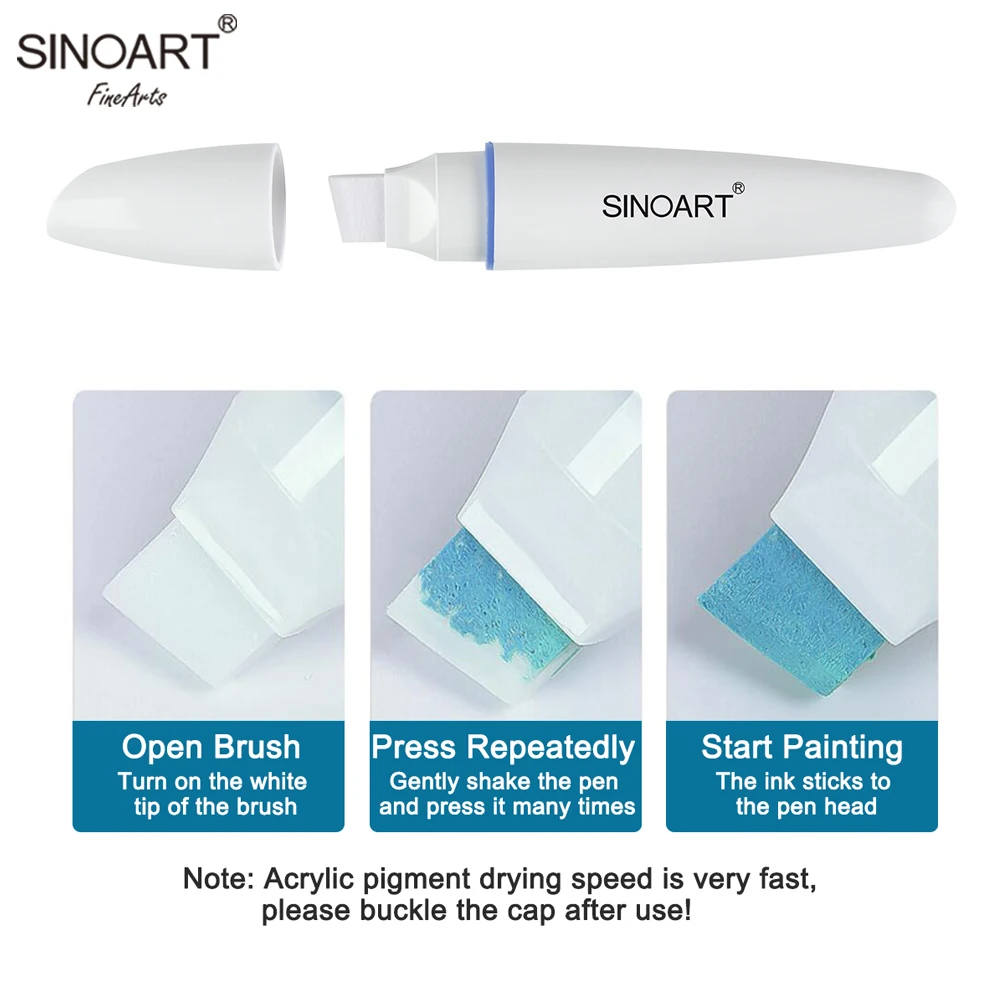 SINOART Jumbo Acrylic Paint Marker,16mm fine tip,Replaceable Tips, Water-Based, Art Supplies for Rocks, Canvas, Glass,etc