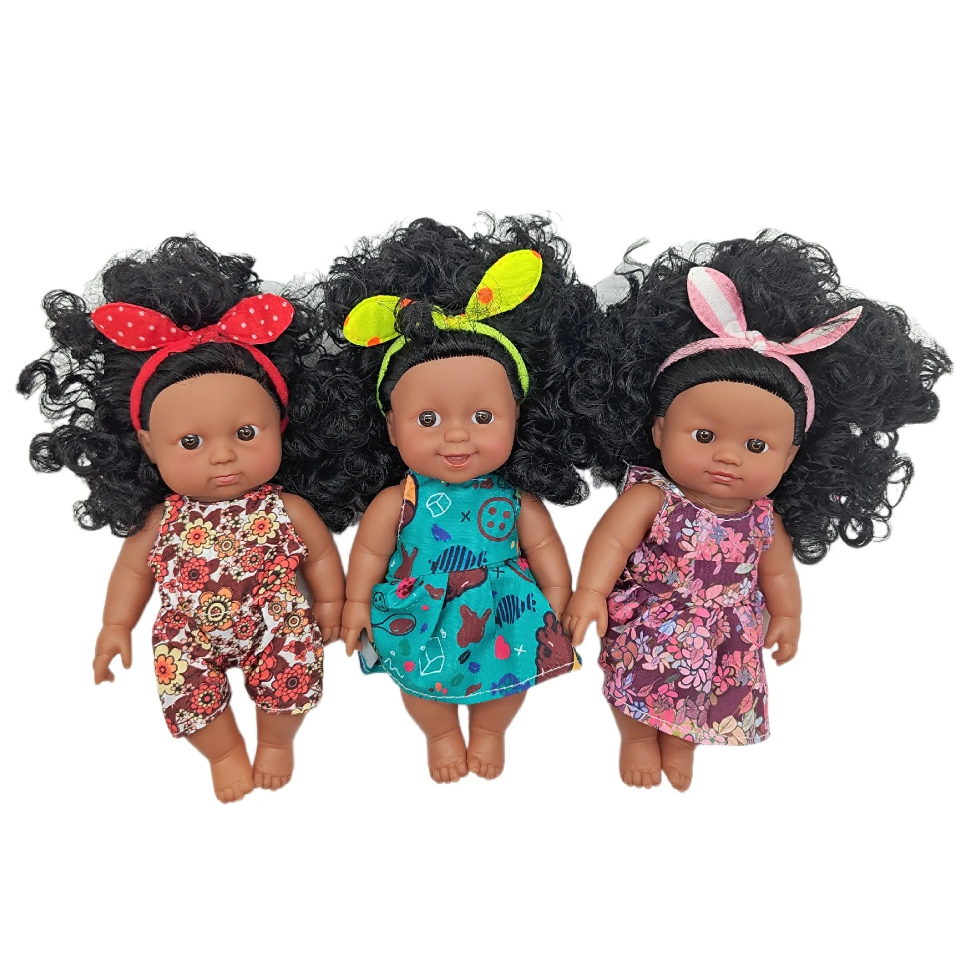 Wholesale Customized Factory Direct Black Baby Doll African 33cm Pretty Baby Girl Full Body Black Dolls With Afro Hair
