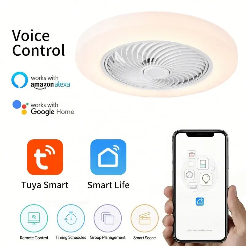 OEM 50cm 20inch led ceiling fan with light kits for bedroom living room decorative fan light