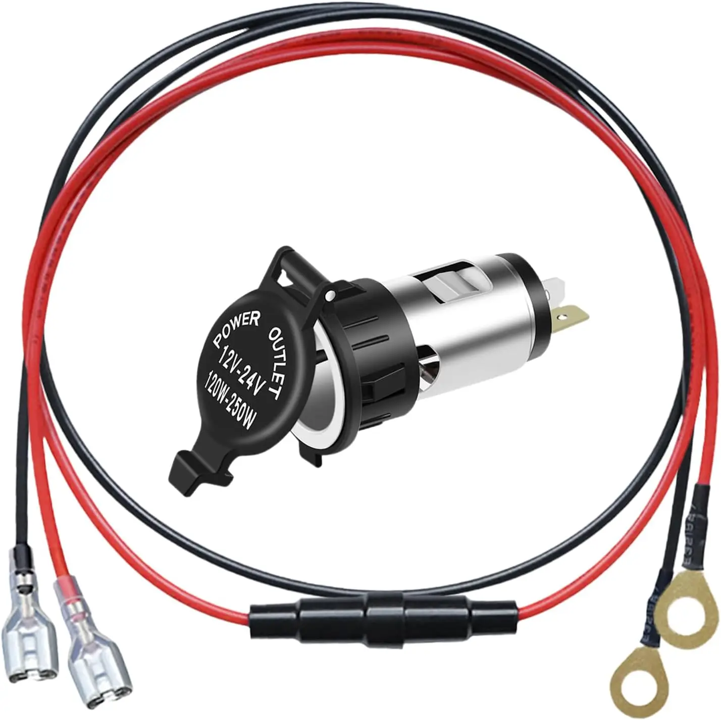 12V Cigarette Lighter Socket, Car Power Outlet Cigarette Socket, Waterproof Motorcycle Cigarette Lighter Plug Receptacle