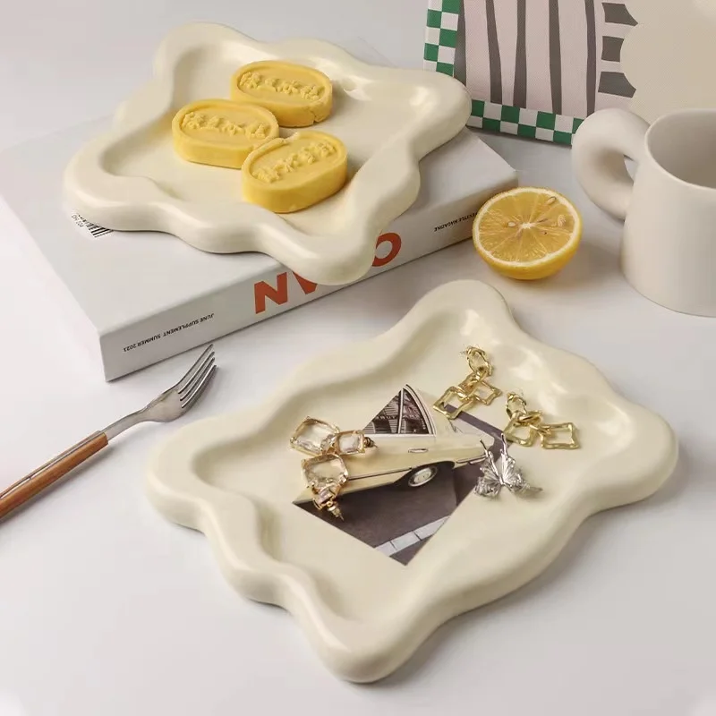 ins light luxury American ink splash square ceramic storage tray snack tray