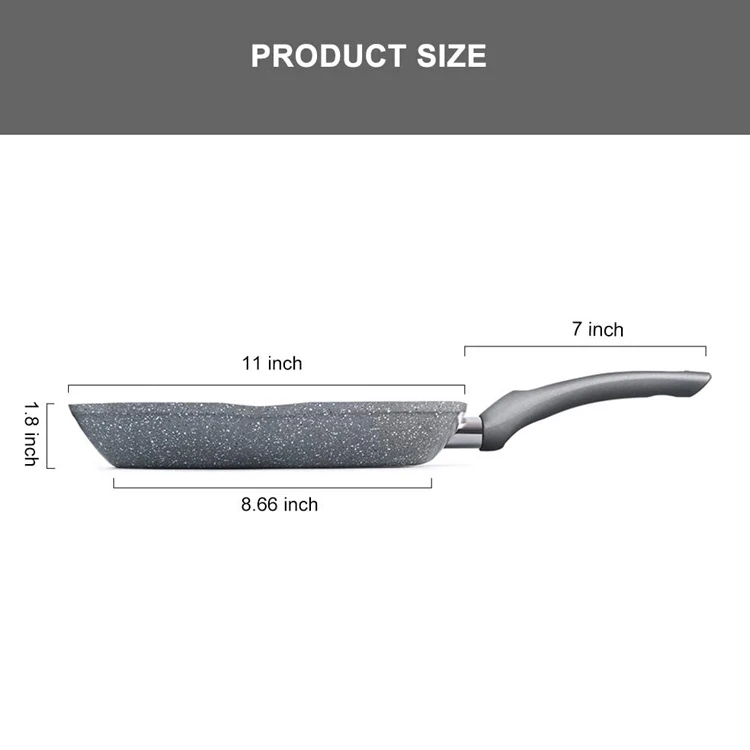 
PFOA Free Family Kitchen Cooking Frying Pan BBQ Camping Aluminum Marble Coated Square Grill Pan 