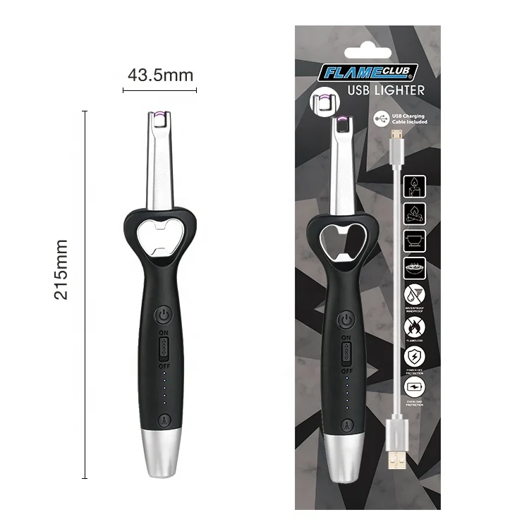 Outdoor camping led usb usb electric bbq stove candle lighter with beer bottle opener