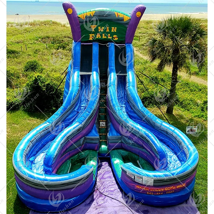 PVC Twin Falls Double lane corkscrew water slide Water Park Slides Combo Slider Bouncy Castle Inflatable Pool Slide waterslide