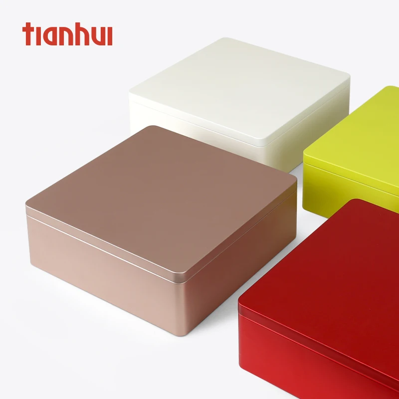 Tianhui Wholesale tea white cake bakery candy square metal tin box