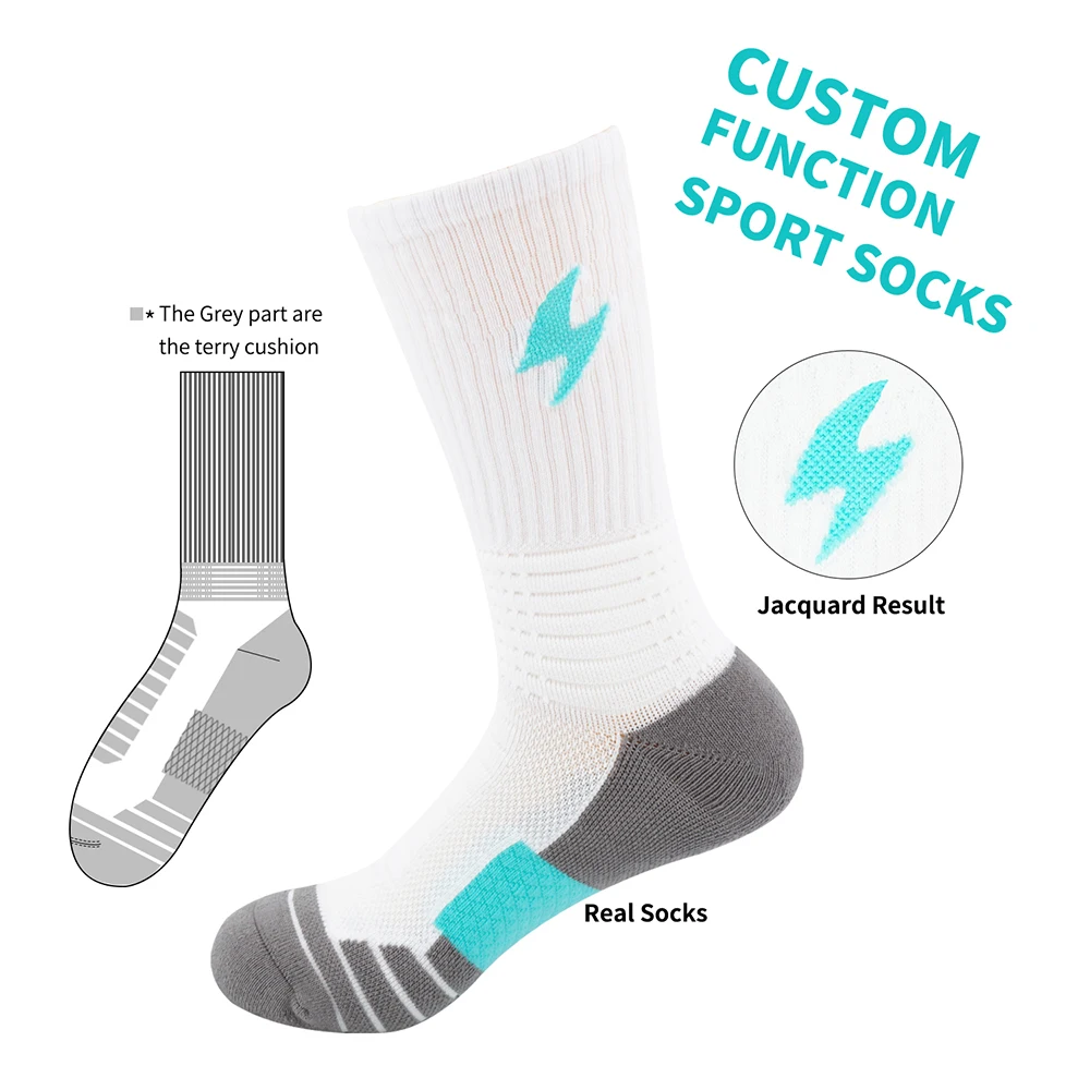 Function custom premium nylon spandex tube sox elastane terry rib knit men adult youth gym fitness training sports wear socks
