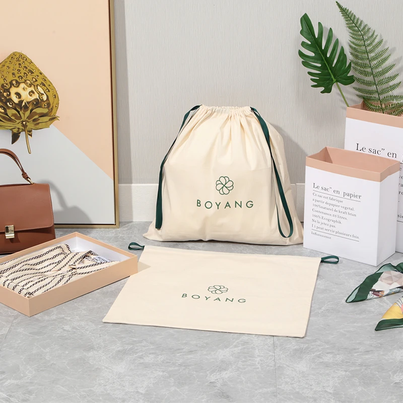 Custom Recycled Drawstring Cotton Fabric Shoes Packing Dust Bag