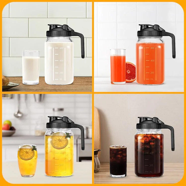 64oz Coffee Breastmilk Sun Tea Iced Tea Glass Water Pitcher mason jar Cold Brew Coffee Maker Pitcher with stainless steel filter
