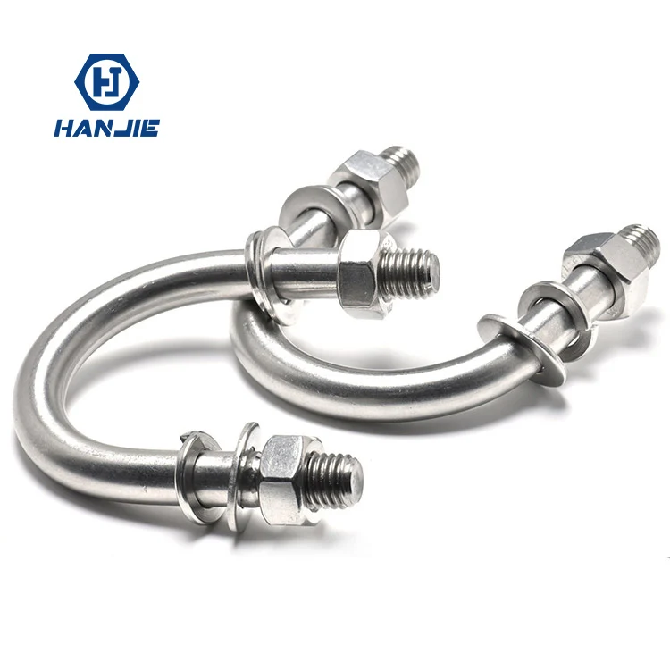 Custom Hot Dip Galvanized M6 M8 M10 Stainless Steel Bending Pipe Clamp Truck U Bolt and Wheel Nut
