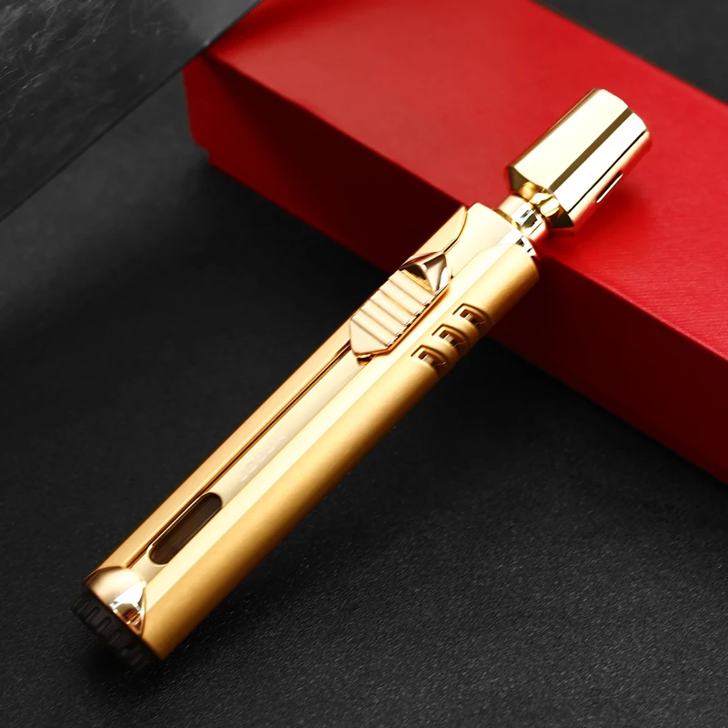 Adjustable Jet Flame Pen Lighter Triple Jet Flame Butane Lighter With Visible Gas Window