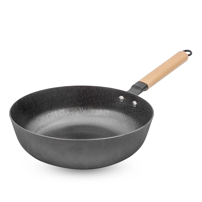 Light Weight Iron Frying Pan with Round Bottom as Hot Pot Cooker