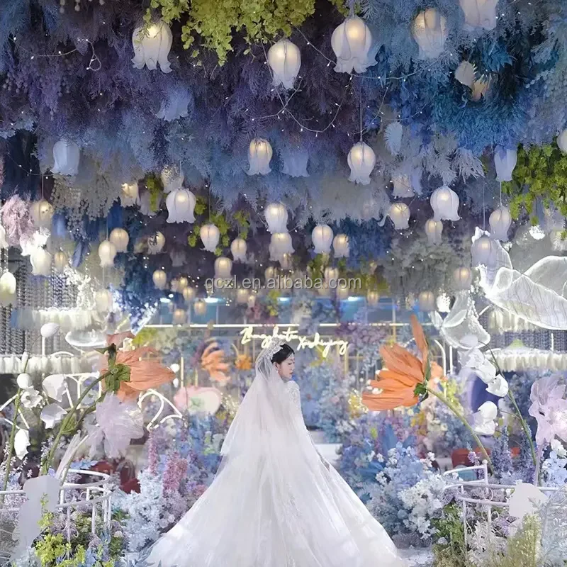 New 2 m Lily of the Valley Flower Orchid Chandelier Stage Window Hanging Lights Ceiling Wedding Layout Backdrop Light