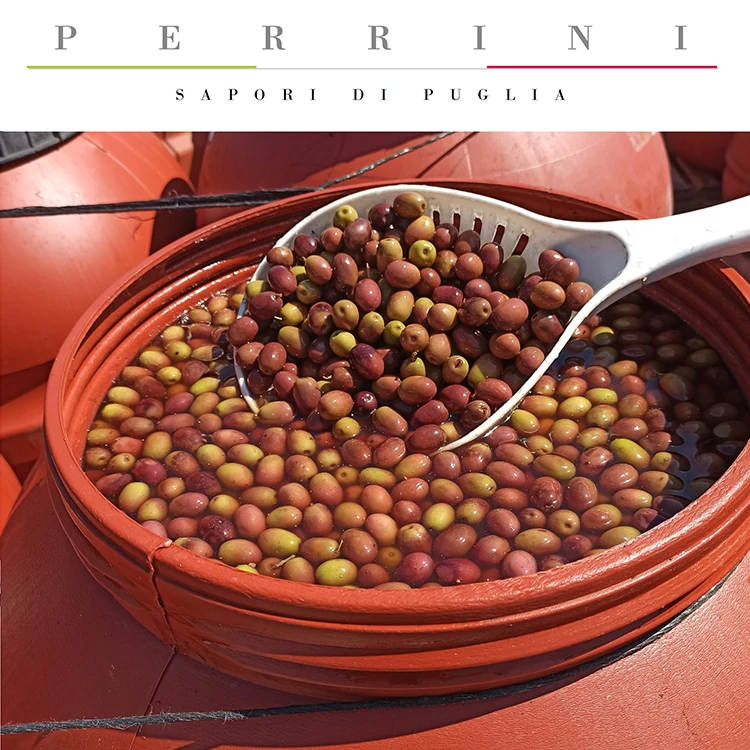 
Цельночерные маринованные оливки «Leccino» в барабане, в рассоле Taggiasca 
