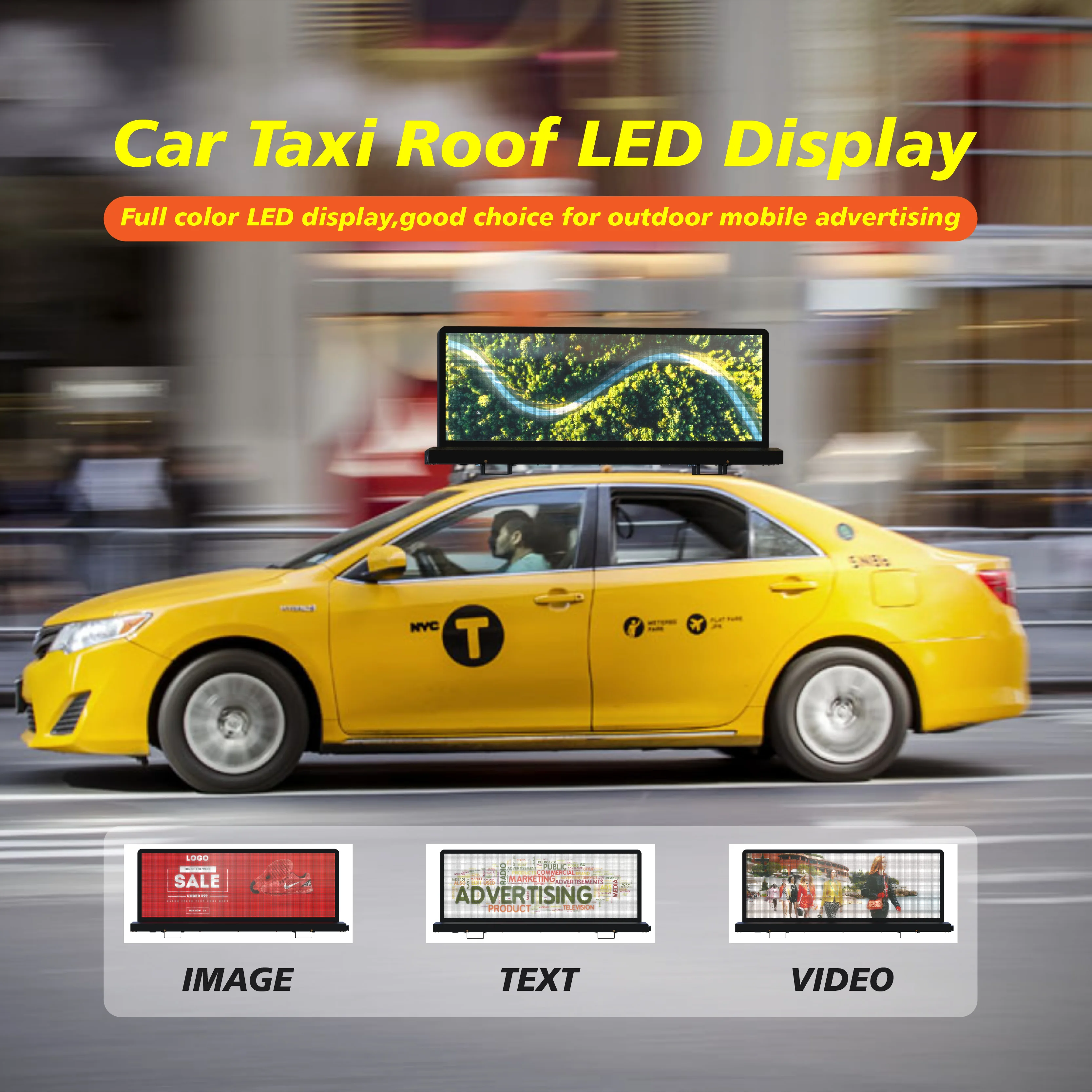 High Brightness P2.5 P3 P4 LED Taxi Top Outdoor Dual Sided Car Screen Digital Signage and Display