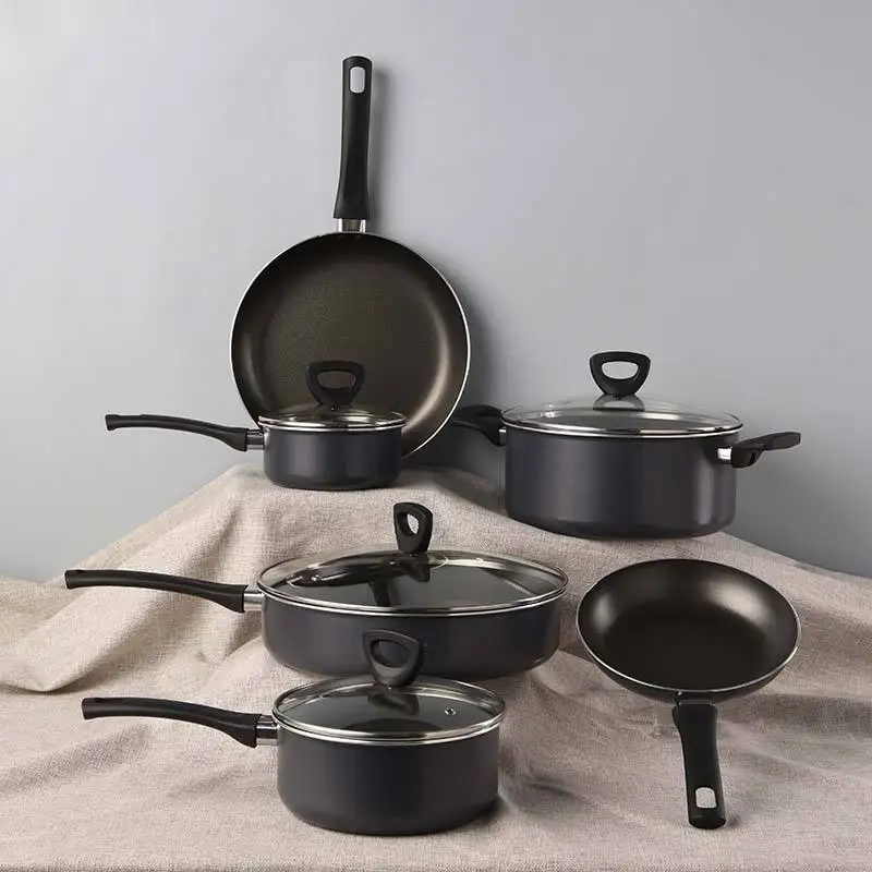 10 Pieces non-stick cooking pots and pans set non stick cookware sets