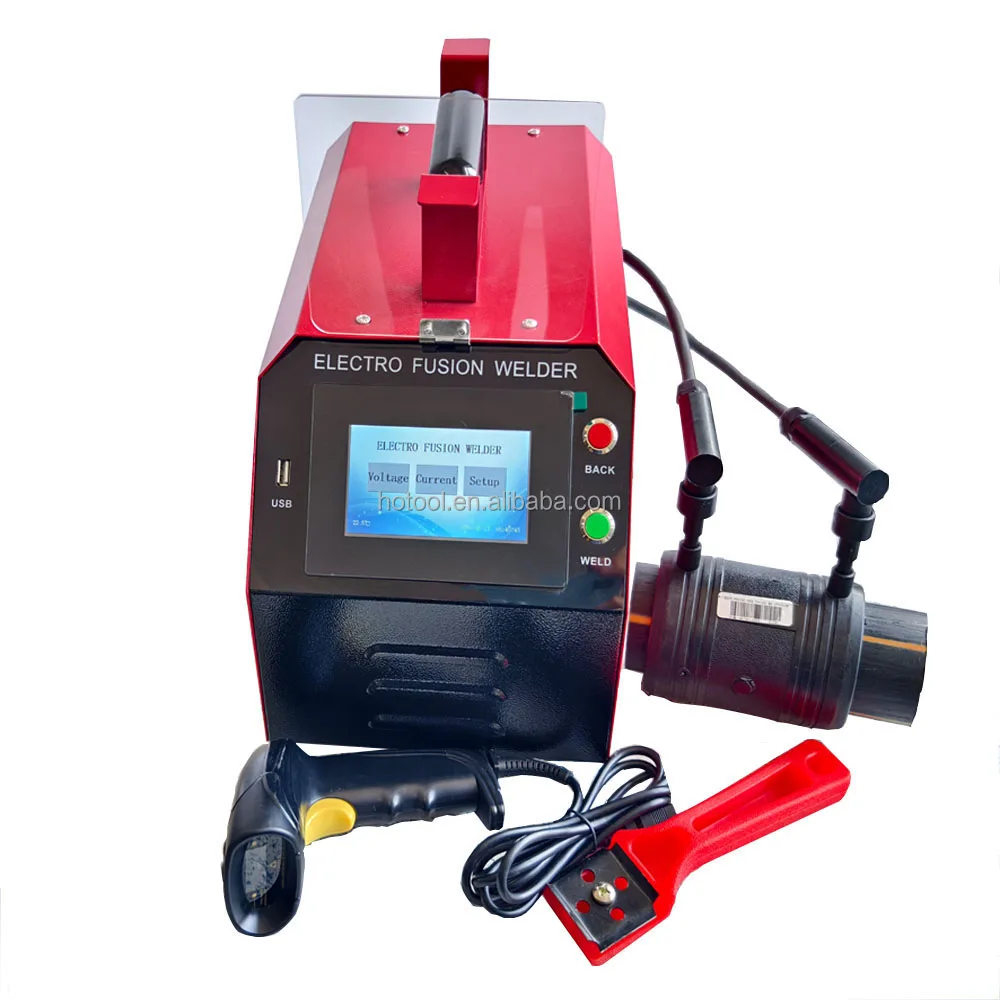 Hotool 400mm HDPE electrofusion welding machine thermofusion machine for GAS pipe fitting welding with barcode reader