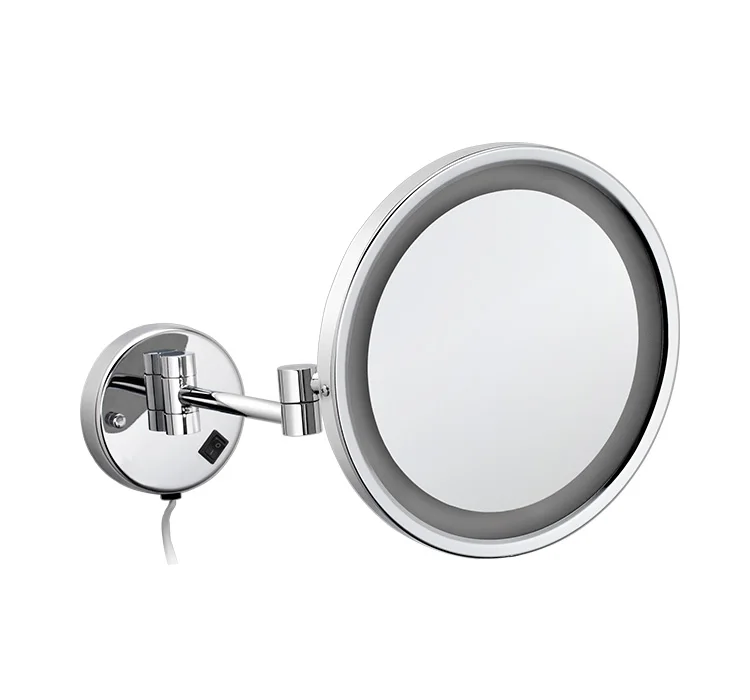 9 Inch Wall Mounted Shaving Mirror With Led Light 3X  Round Magnify Makeup Mirror Bath Mirror