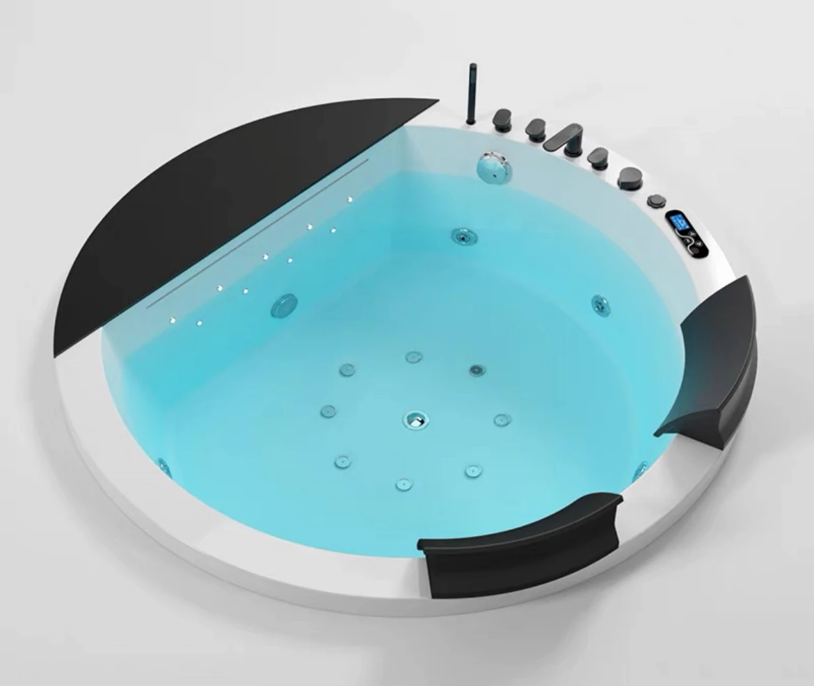 Lizhen-Hwa.Vic Hot tub indoor spa underground spa bath round 4-person jacuzzis to-to waterfall sap bathtubs LED phototherapy