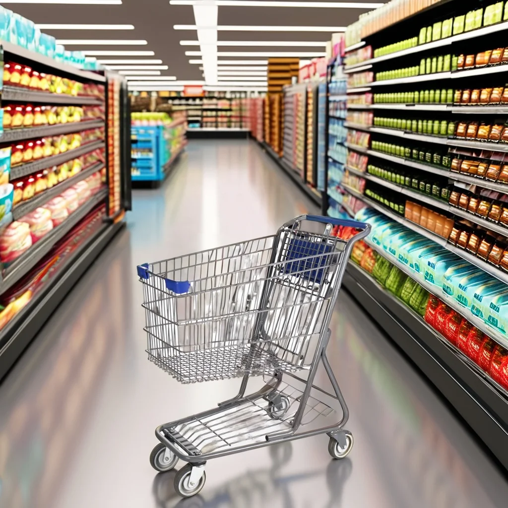 EU Convenience Store Trolley Shop 4 Inch PU Caster Supermarket Grocery Shopping Carts Trolley European Shopping Trolley