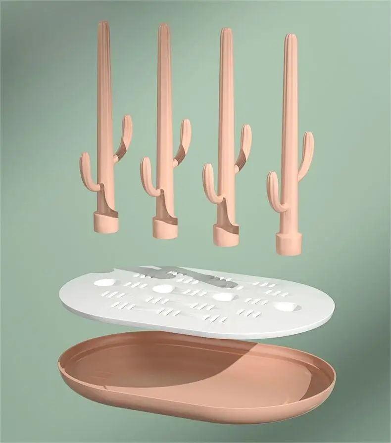 BAP-free food grade PP baby spaces saving bottle brush stand drying  rack