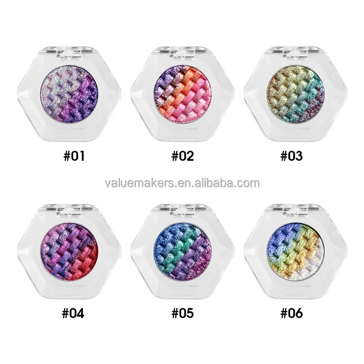 Waterproof Long Lasting Pearlescent Glitter woven pattern rainbow duochrome holographic chameleon Eyeshadow