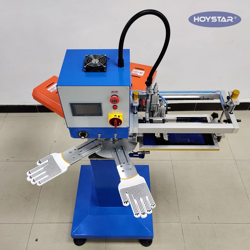 Semi-automatic Rotary Silk Screen Printer For Print Anti-Slip Dotting Gloves