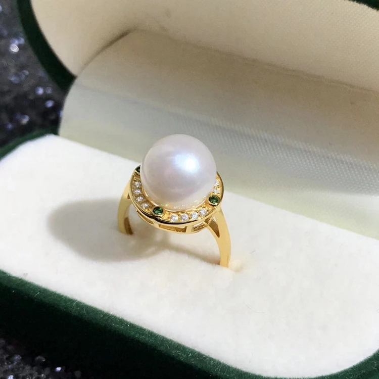 Immaculate design 925 sterling silver ring findings adjustable freshwater pearl ring jewellery for women engagement