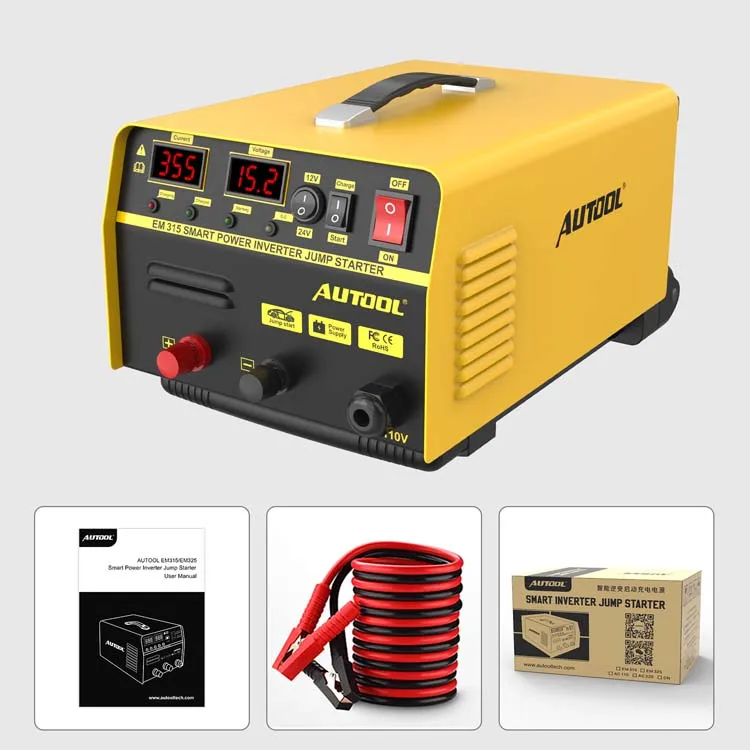 Universal AUTOOL  EM315 Portable 2 In 1 30A Fast Car Battery Charger 12V Jump Starter 400A