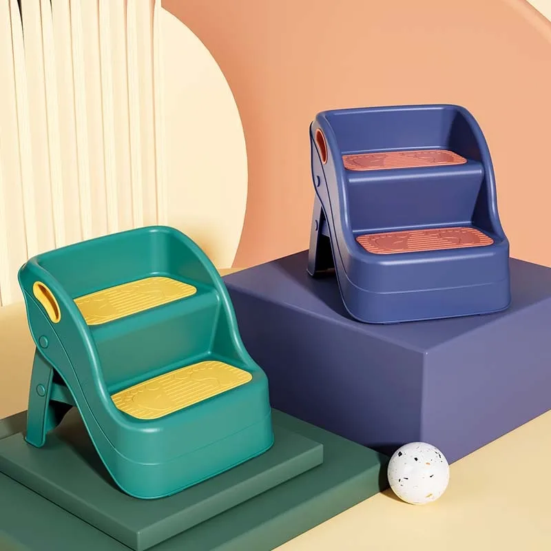 Baby Plastic Double Stool Baby Toddler Double Foot Stool Baby Bathroom Kitchen Toilet Training Step Stool