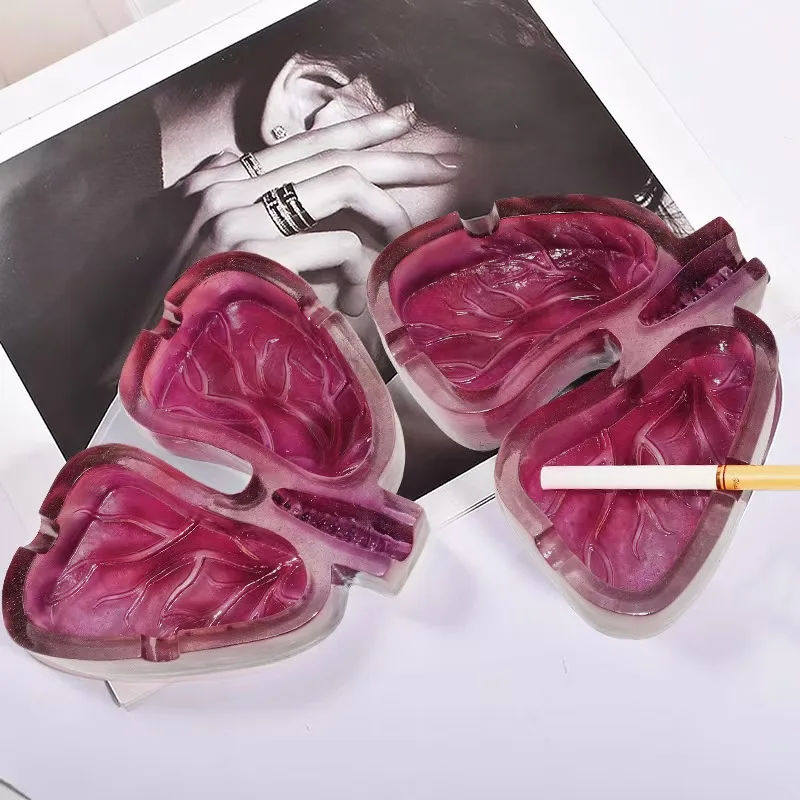 Custom logo lung shaped resin ashtray cigarette ashtray holder for home hotel