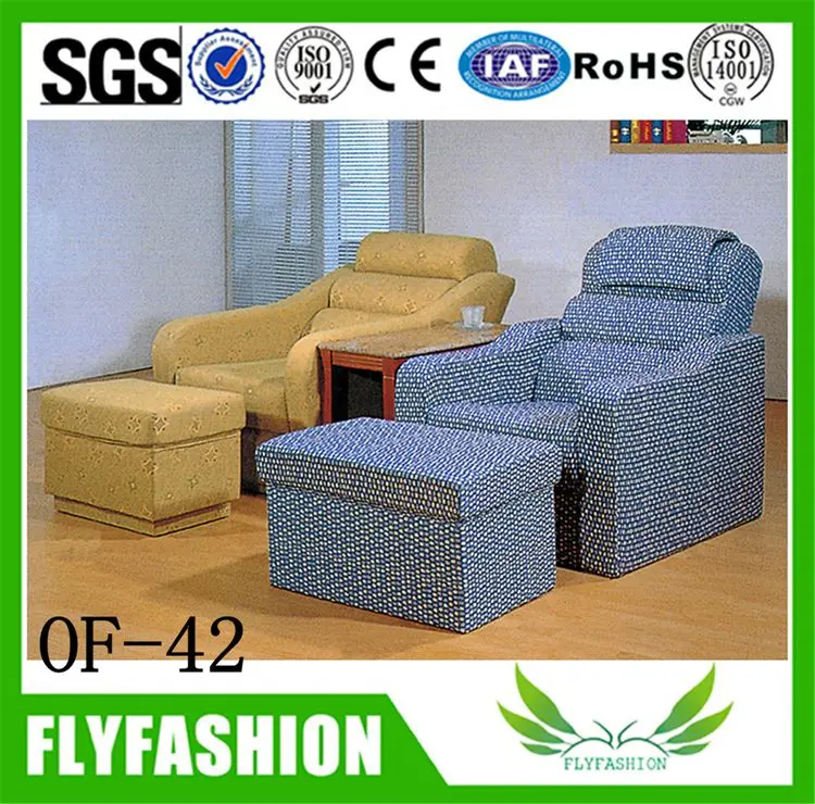  OF-39 Antique Salon Furniture Comfortable Fabric Sofa Wood Spring Home