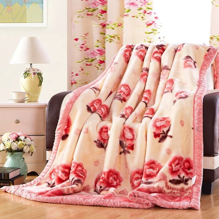 100% Polyester Material and Plain Style super soft raschel blanket