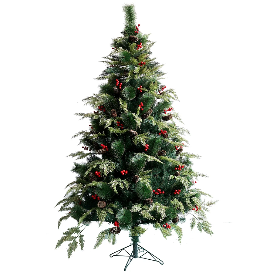Custom Christmas Tree Artificial Premium Spruce Hinged Xmas Tree with Metal Stand for Indoors Outdoors 7ft