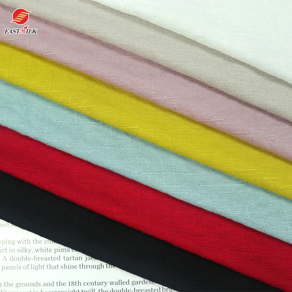 Cheap factory price wholesale textiles jacquard garment rayon nylon  knitted viscose jersey Linen Look  fabric for clothing