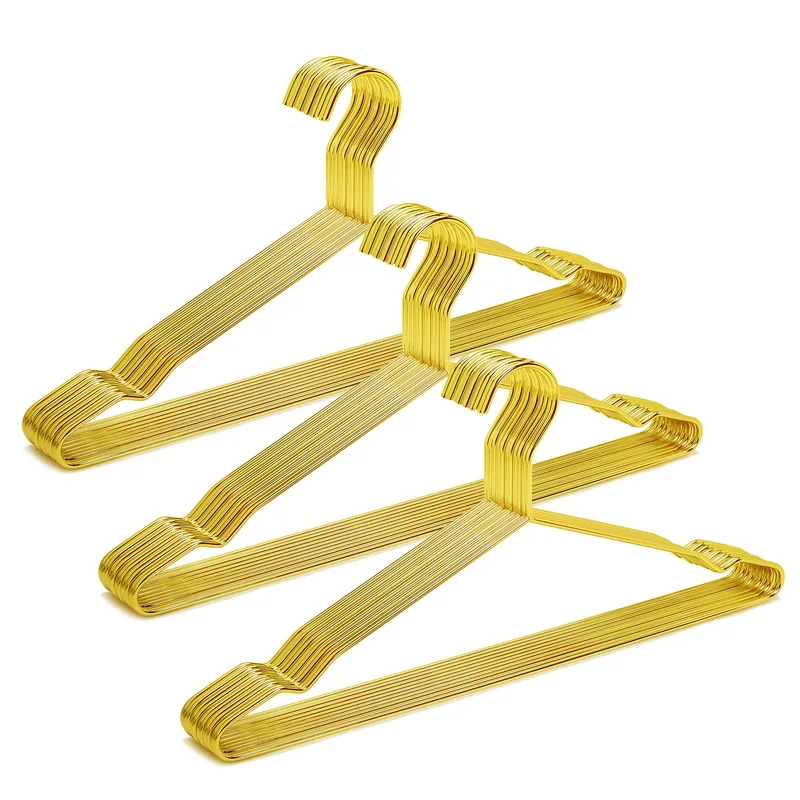 Luxury Wire Golden Hangers Durable Strong bearing capacity Clothes Coats Suit Hanger Set Golden Metal Hanger with Clips