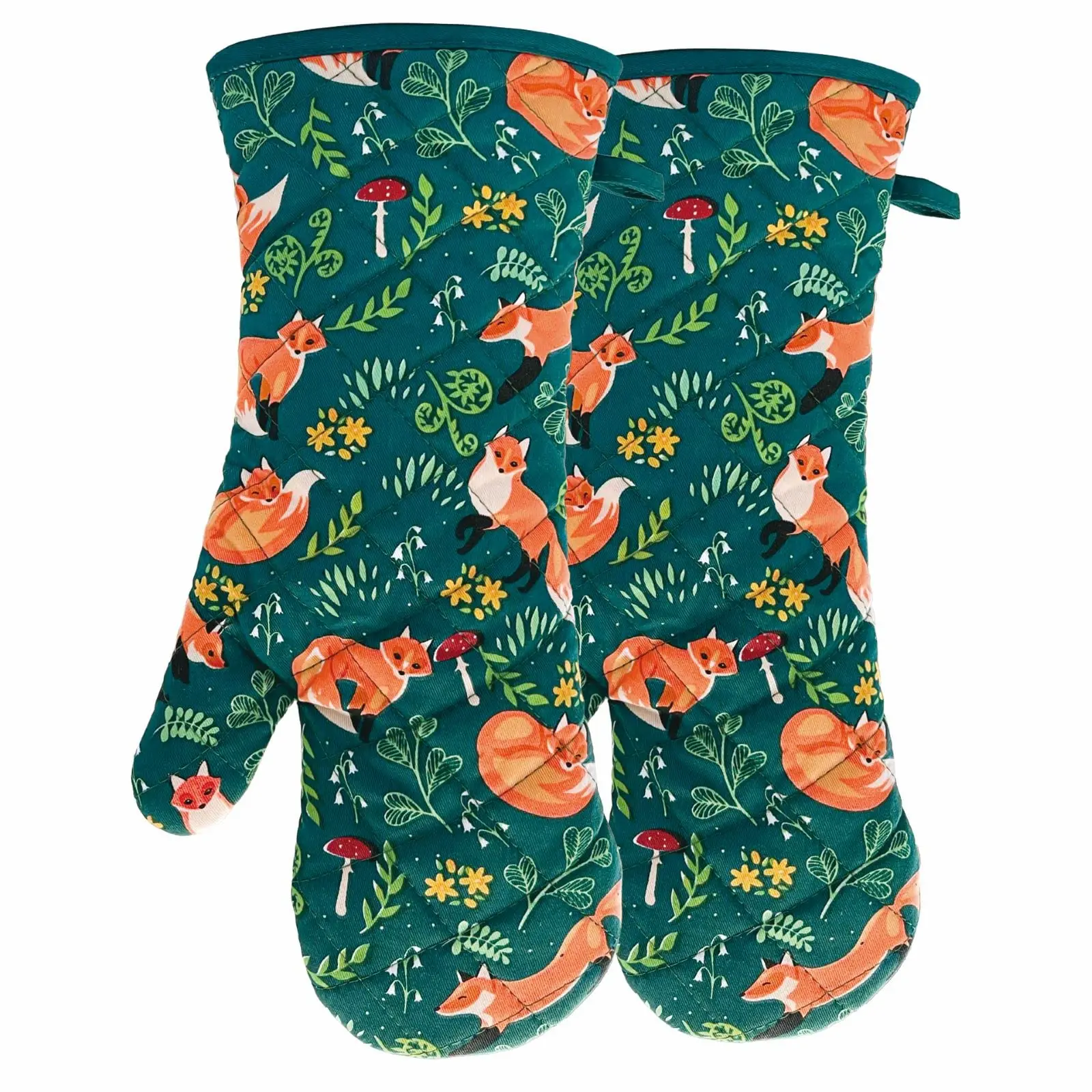 Oven Mitts Pair of Quilted Terry Cloth Cotton Lining,Extra Long Professional Classic Oven Mitt Heat Resistant Kitchen Oven Glove