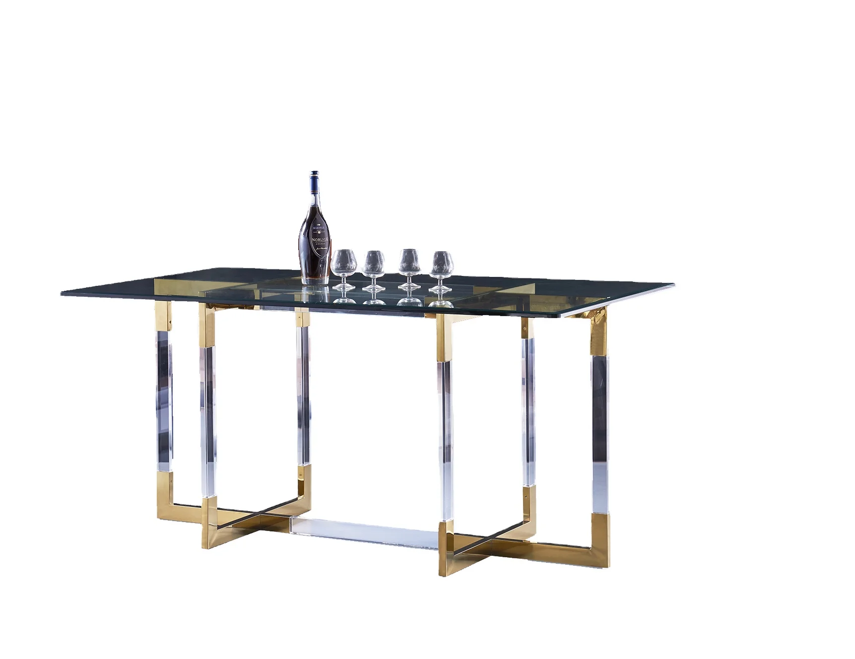 Прозрачный акриловый и из нержавеющей стали обеденный стол современный легкий роскошный стеклянный стол журнальный столик