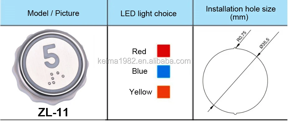 
Model ZL-11 elevator button switch,lift button,elevator pushbutton 