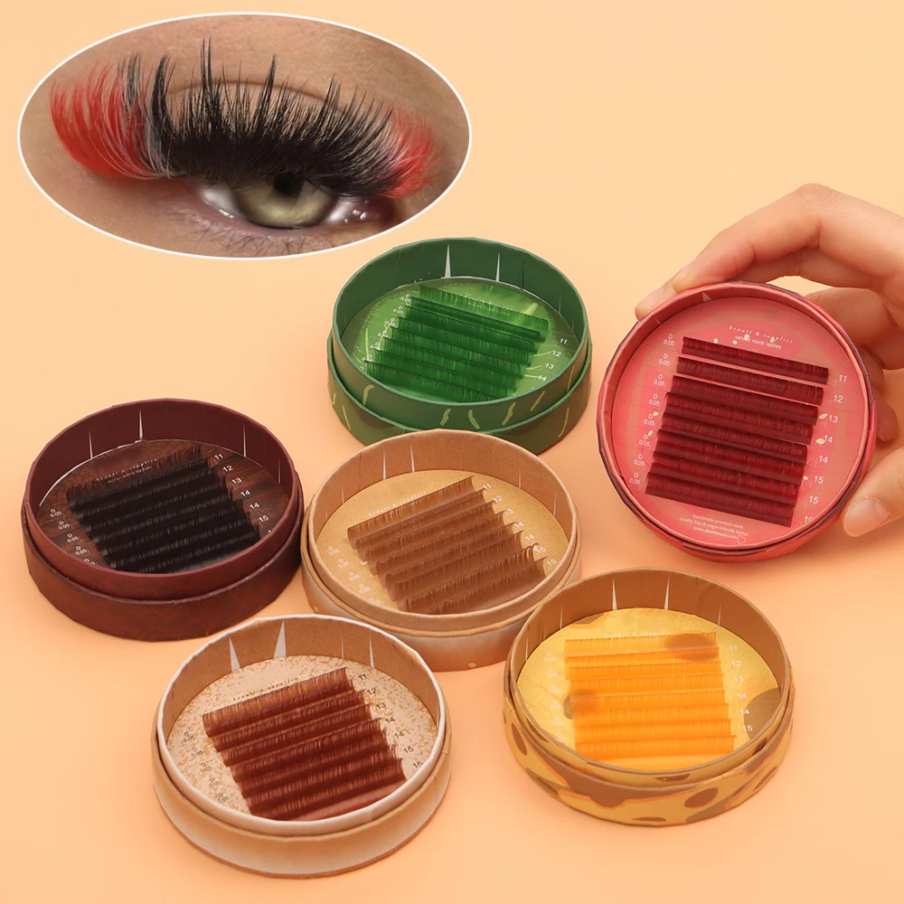 Brown Colour Colored 0.02 30mm Lash Extension Tray d Curl .03 25mm Premade Color Tray Colourful Hair Very Thin Eyelash Extension