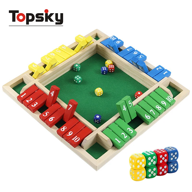 Educational Classic 4 Sided Wooden Board Game Toys Family Interactive Puzzle Traditional Wooden Table Math Board Game for Kids