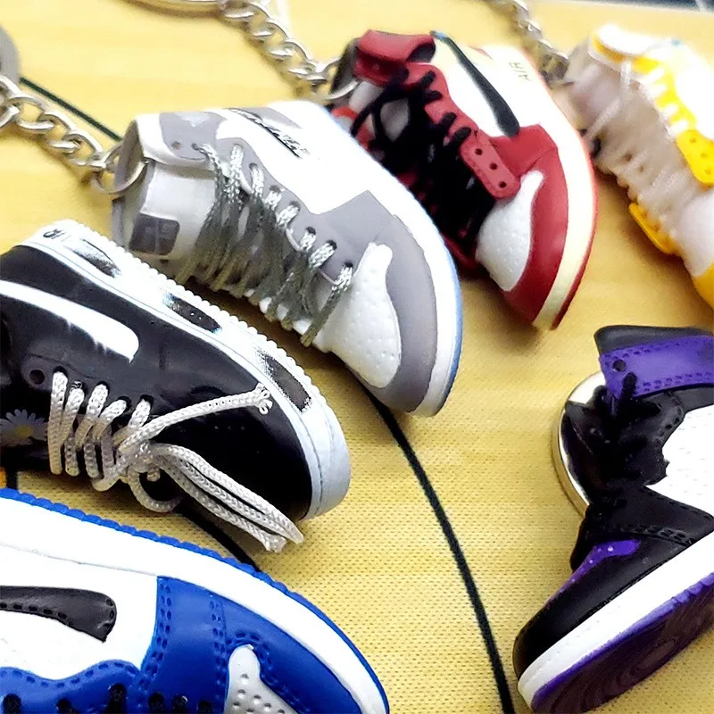 Wholesale Basketball 3d Mini Sneakers Aj Shoes Rubber PVC Jor dan Shoe Keychain Model Cute Keychains