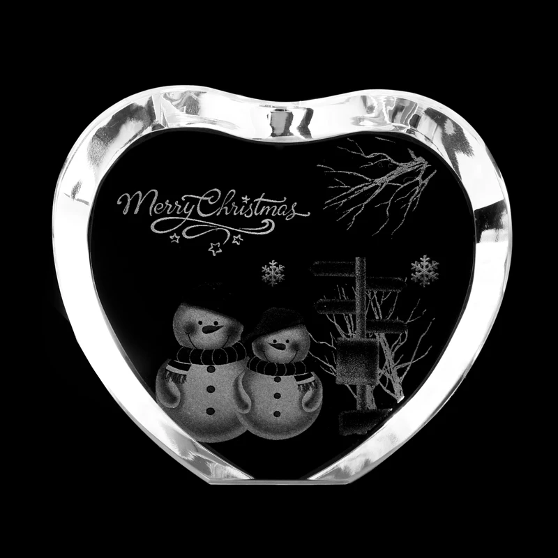 Wholesale custom sublimation heart shape crystal glass paperweight