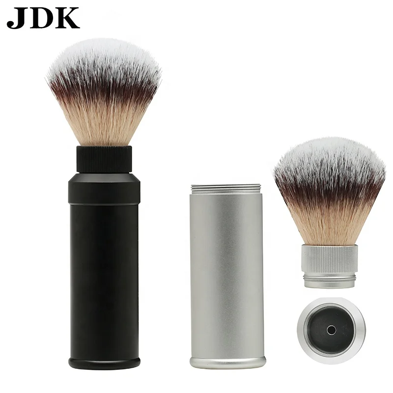 Щетка для бритья JDK от производителя, выдвижная металлическая ручка, черная и серебристая Мужская портативная дорожная кисть для бритья