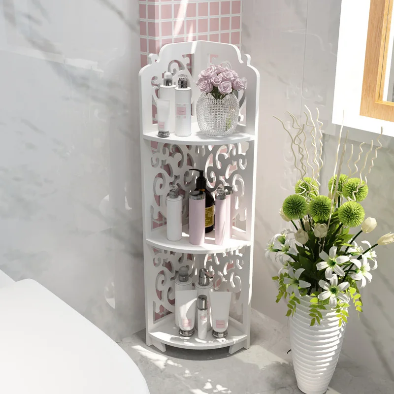 PVC European style simple multifunctional bathroom storage and finishing floor storage rack