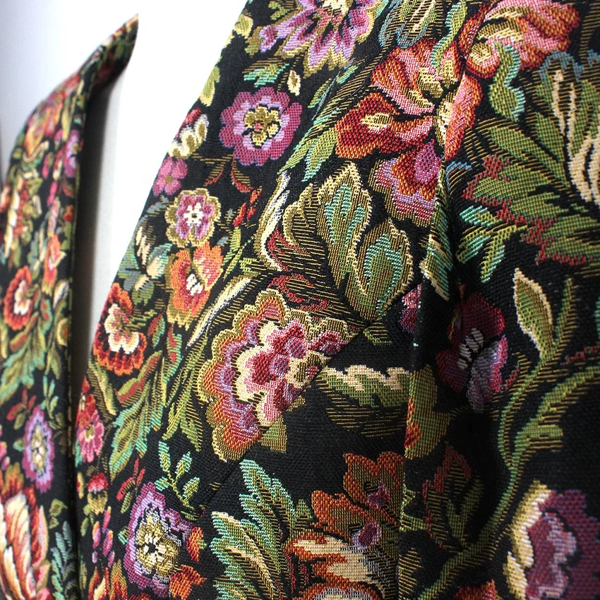 High Density Custom Retro Floral Design Cotton Blend Tapestry Clothing Woven Tapestry Suit and Jacket