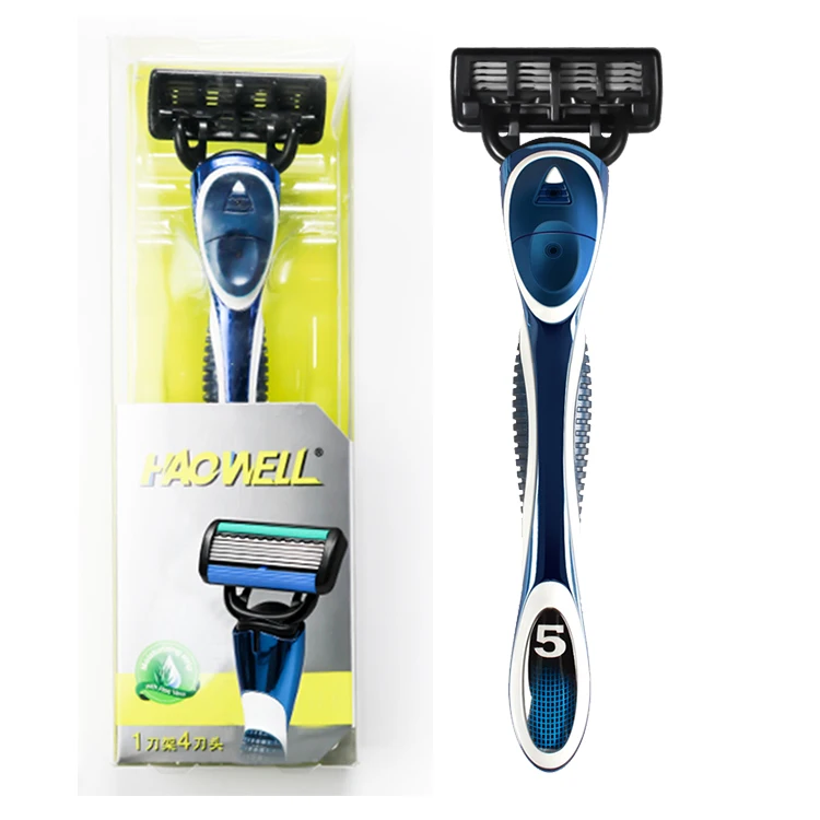 HW-B505DR  changeable cartridge open design 5 five blade razor metal handle system razor imported stainless steel material blade