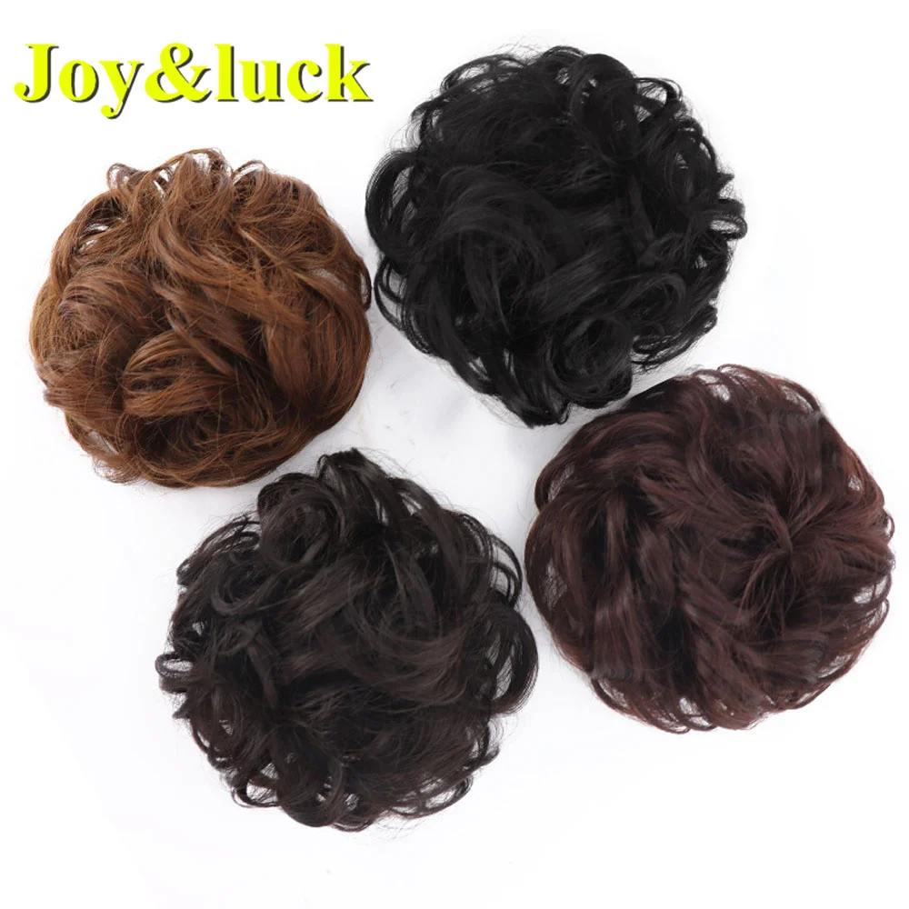 Wholesale Prices Women Hair Bun Wedding Black Wavy Curly Rubber Band Elastic Fashion Donut Synthetic Hair Accessory Chignon