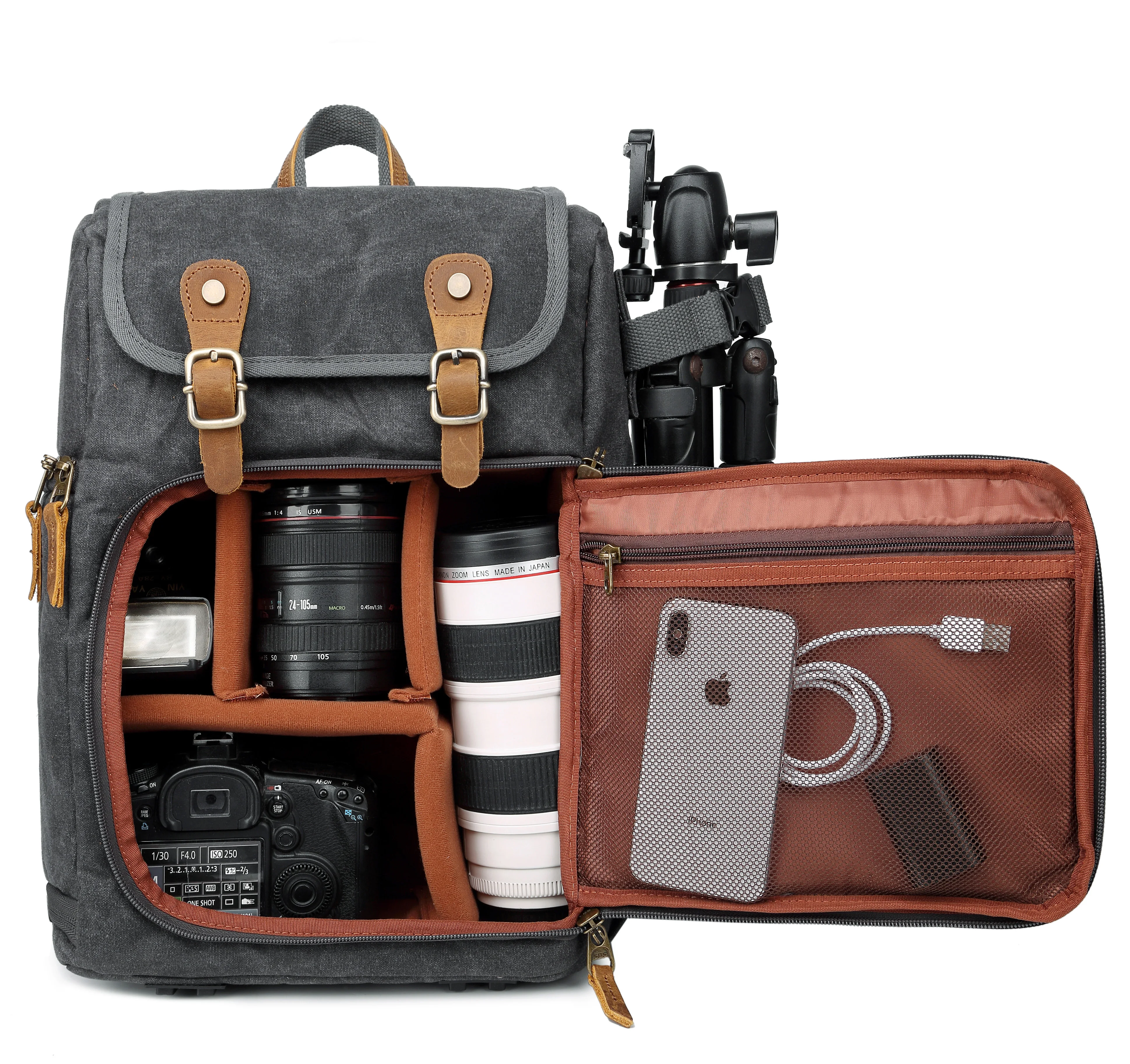 
Best selling Liansheng Khaki canvas leather waterproof leisure neoprene camera inner bag for men travel 