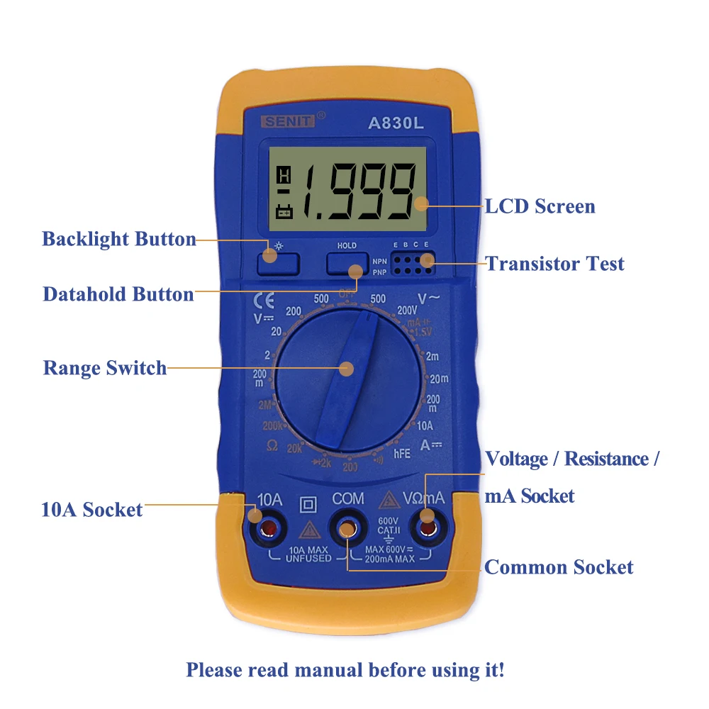 SENIT Factory A830L AC DC Current Digital Multimeter